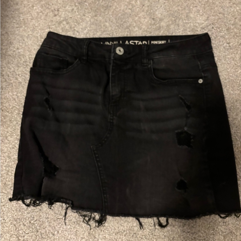 Vanilla Star Black Ripped Mini Skirt